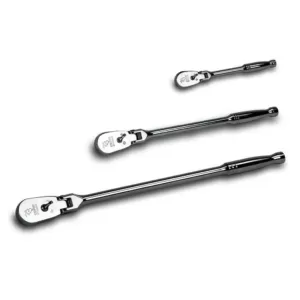 Capri Tools 1/4 in., 3/8 in., 1/2 in. Drive 72-Tooth Flex-Head Low Profile Ratchet Set (3-Piece)