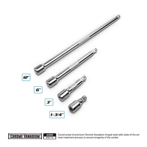 Capri Tools 3/8 in. Drive Wobble Extension Bar Set (4-Piece)