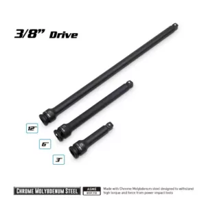 Capri Tools 3/8 in. Drive 3, 6, 12 in. Wobble Impact Extension Bar Set (3-Piece)