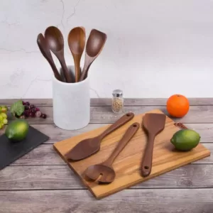 Creative Home Acacia Wood with Carbonized Kitchen Utensil Set Set of 7-Pieces