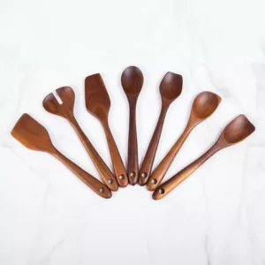 Creative Home Acacia Wood with Carbonized Kitchen Utensil Set Set of 7-Pieces