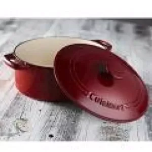 Cuisinart Chef's Classic 5.5 qt. Oval Cast Iron Dutch Oven in Cardinal Red with Lid