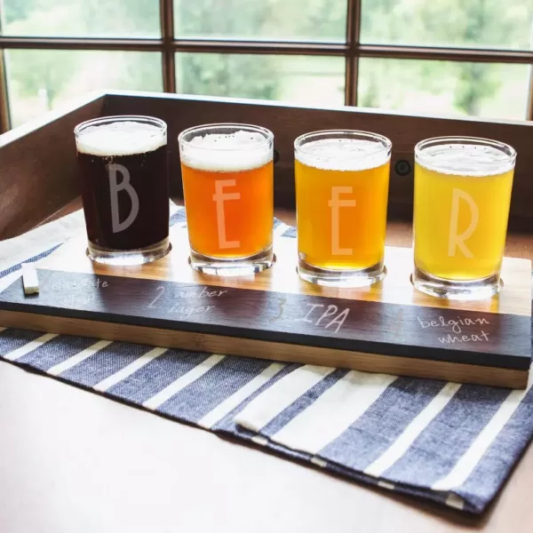 Cathy's Concepts 5.5 oz. Bamboo and Slate Craft Beer Tasting Flight