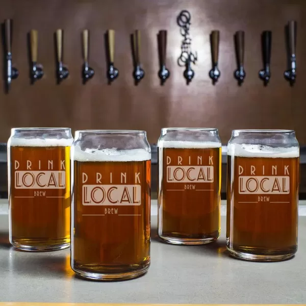 Cathy's Concepts "Drink Local" 16 oz. Craft Beer Can Glasses