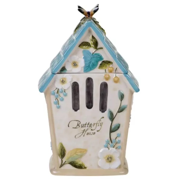 Certified International 88 oz. Nature Garden 3-D Birdhouse Multicolored Cookie Jar