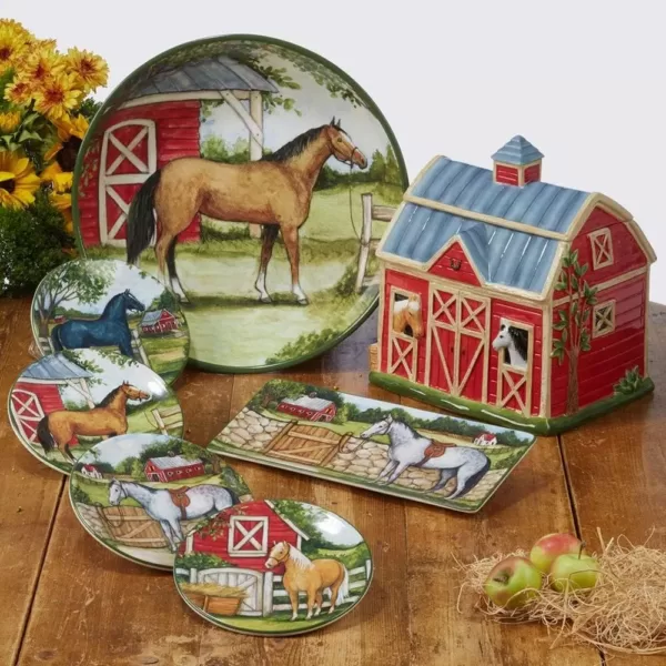 Certified International 128 oz. Multi-Colored Clover Farm 3-D Barn Cookie Jar