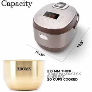 AROMA 5 Qt. Champagne Electric Multi-Cooker with Ceramic Pot