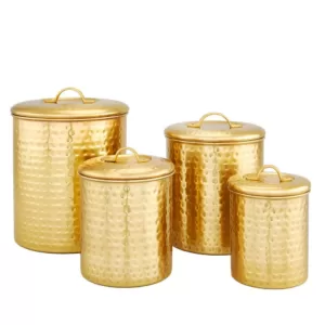 Old Dutch 4-Piece Decor Champagne "Hammered" Storage Canister Set