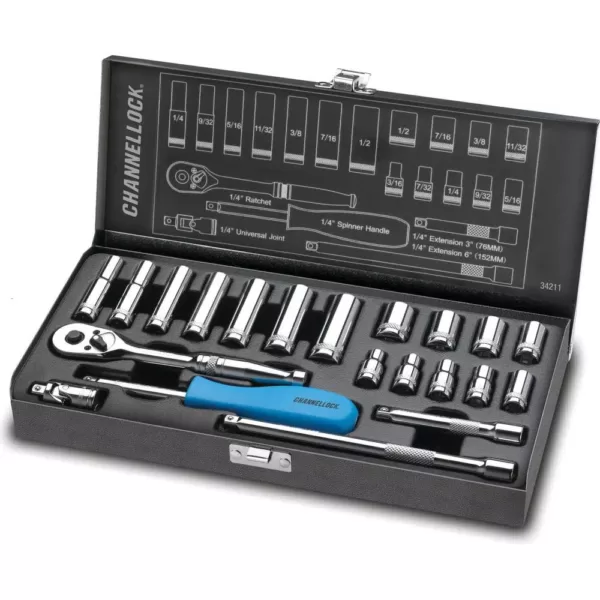 Channellock 1/4 in. Drive SAE Standard Socket Set (21-Piece)