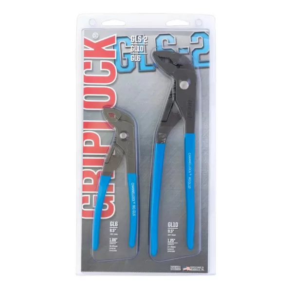 Channellock GRIPLOCK 9-1/2 in., 6-1/2 in. Tongue and Groove Plier Set (2-Piece)