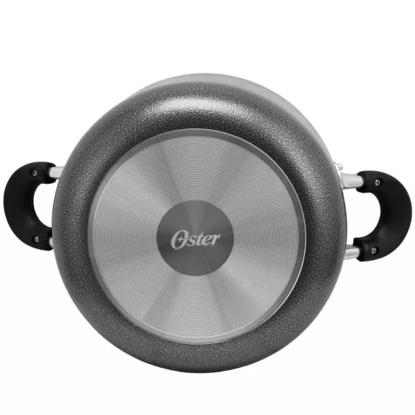 Oster Clairborne 6 qt. Round Aluminum Nonstick Dutch Oven in Charcoal Gray with Glass Lid