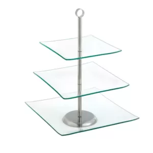 Chef Buddy 3-Tier Square Glass Cake Stand