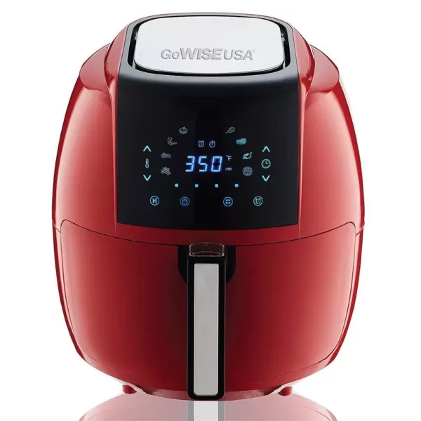 GoWISE USA 8-in-1 5.8 Qt. Chili Red Electric Air Fryer with Recipe Book