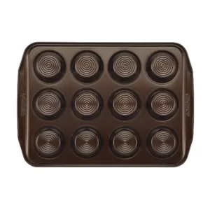 Circulon 12-Cup Chocolate Brown Non-Stick Bakeware Muffin Pan