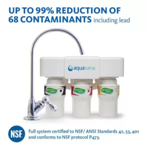 Aquasana 3-Stage Under Counter Water Filtration System with Faucet in Chrome