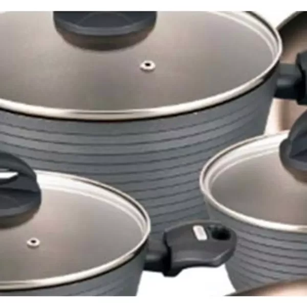 NutriChef Ridge-Line 12-Piece Aluminum Nonstick Cookware Set in Chrome