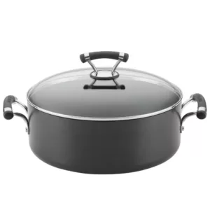 Circulon Contempo 7.5 qt. Hard-Anodized Aluminum Nonstick Stock Pot in Black with Glass Lid