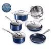 GRANITESTONE Classic Blue 10-Piece Aluminum Ultra-Durable Non-Stick Diamond Infused Cookware Set with Glass Lids