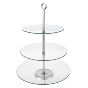 Classic Cuisine 3-Tier Round Tempered Glass Dessert Tray (5 Per Case)