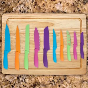 Classic Cuisine 10-Piece Colorful Stainless Steel Culinary Knife Set with Magnetic Bar