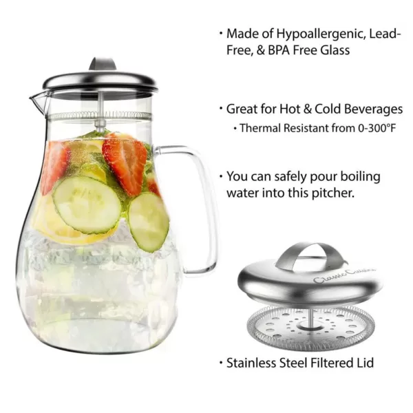 Classic Cuisine 64 oz. Glass Pitcher with Lid