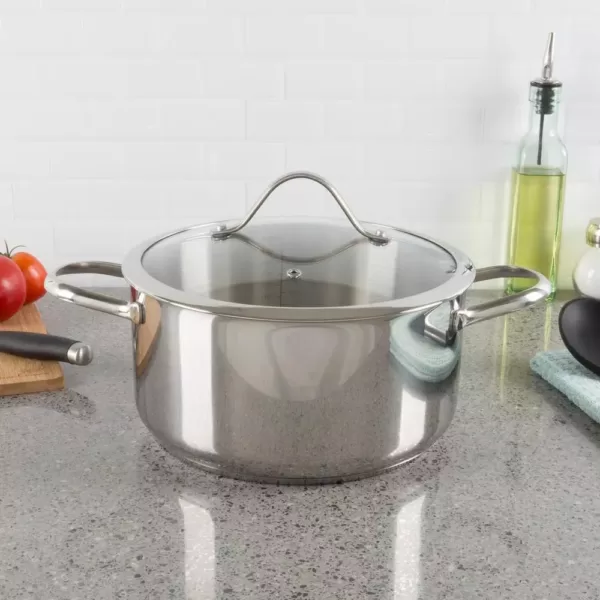 Classic Cuisine 6 qt. Stainless Steel Stock Pot with Glass Lid