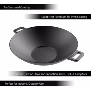 Classic Cuisine Cast Iron Wok with Handles