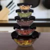 Chef Buddy 10-Piece Glass Bowl Set with Black Lids