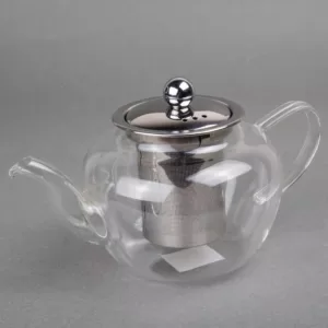 Creative Home 600 ml, 20 oz. (2.7 cup) Clear Glass Tea Pot with Stainless Steel Removable Lid and Infuser Basket