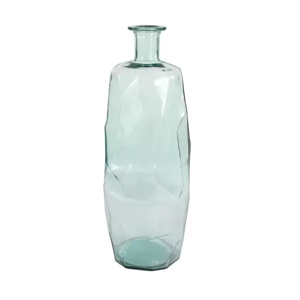 LITTON LANE Extra Large Decorative Soda Lime Glass Flower Vase with Angular, Geometric Body