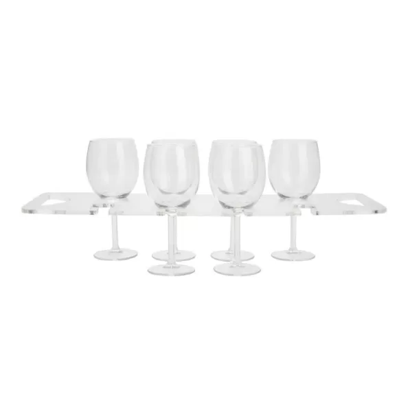 Mind Reader 19 in. W x 7 in. H x 0.5 in. D Acrylic Clear Barware 8-Wine Glass Holder with Built-In Handles