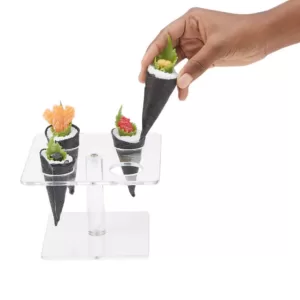 Mind Reader 6 in. W x 4 in. H x 6 in. L Square Clear Acrylic 4-Slot Ice Cream Cone Holder, Food Cone, Sushi Roll Serving Tray