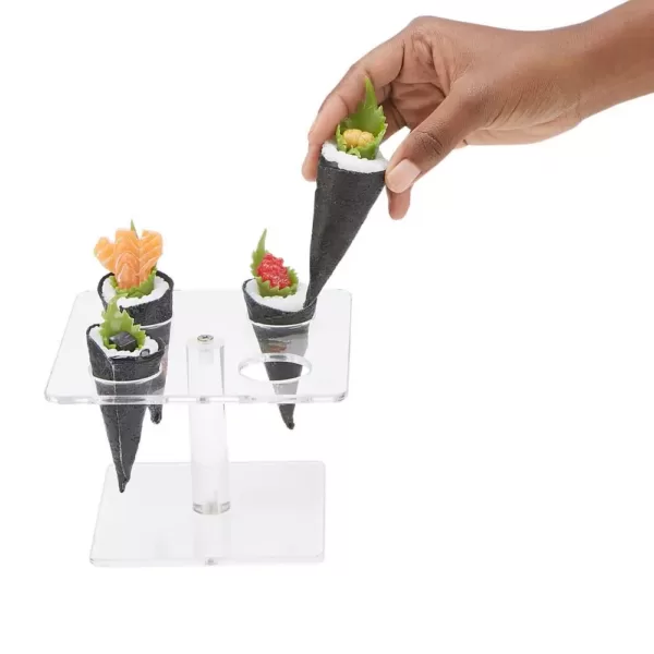 Mind Reader 6 in. W x 4 in. H x 6 in. L Square Clear Acrylic 4-Slot Ice Cream Cone Holder, Food Cone, Sushi Roll Serving Tray