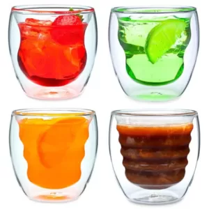 Ozeri Curva Artisan Series 8 oz. Double Wall Beverage Glasses and Tumblers (Set of 4)