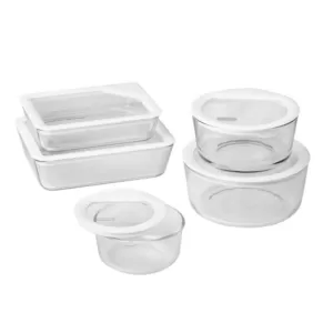 Pyrex Ultimate Storage 10-Piece Glass Storage Set with White Lids