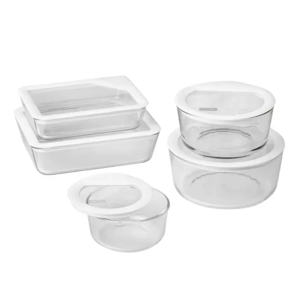 Pyrex Ultimate Storage 10-Piece Glass Storage Set with White Lids