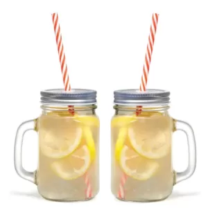 Starfrit 12-Piece Glass Mason Jar Set with Eco-Friendly Reusable Straws