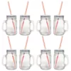 Starfrit 12-Piece Glass Mason Jar Set with Eco-Friendly Reusable Straws