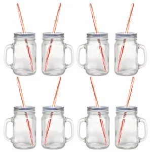 Starfrit 12-Piece Glass Mason Jar Set with Eco-Friendly Reusable Straws