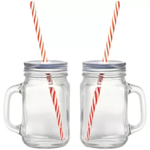 Starfrit 12-Piece Glass Mason Jar Set with Eco-Friendly Reusable Straws