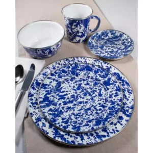 Golden Rabbit Cobalt Swirl 3-Piece Enamelware Bowl Set with Lid