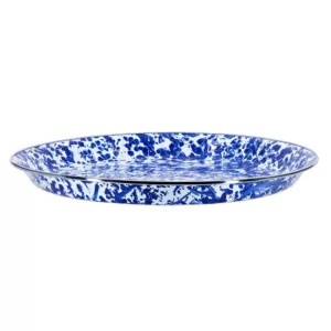 Golden Rabbit 20 in. Cobalt Swirl Enamelware Round Serving Tray