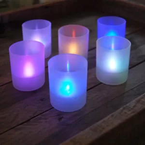 LUMABASE Flameless Votive Candles 2.25 in. Color Changing Plastic Frosted Holders (6-Count)