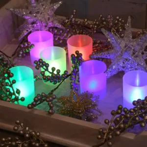 LUMABASE Flameless Votive Candles 2.25 in. Color Changing Plastic Frosted Holders (6-Count)