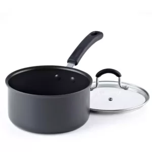 Cook N Home 02633 2.5 qt./18CM, Black Hard Anodized Nonstick Saucepan