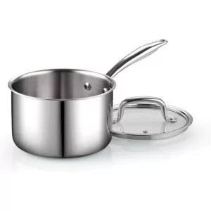 Cook N Home 3 qt. Tri-Ply Clad Stainless Steel Sauce Pan with Glass Lid