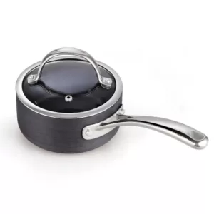 Cooks Standard 1 qt. Hard-Anodized Aluminum Nonstick Sauce Pan in Black with Glass Lid