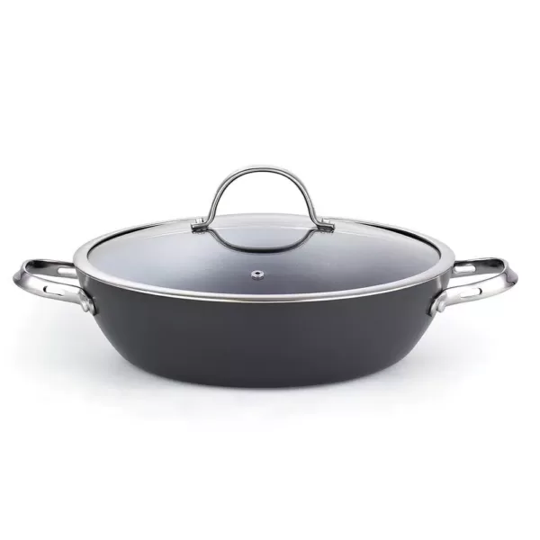 Cooks Standard 5 qt. Hard-Anodized Aluminum Nonstick Saute Pan in Black with Glass Lid