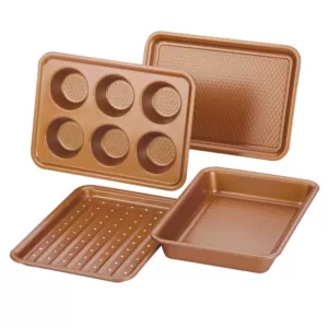 Ayesha Curry Ayesha Bakeware Toaster Oven Baking Set, Copper, 4-Piece