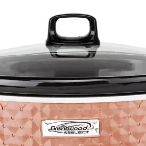 Brentwood Appliances Diamond 7 Qt. Copper Slow Cooker with Tempered Glass Lid